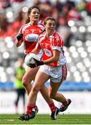 27 September 2015; Eimear Murray, right, and Maura Sullivan, Louth. TG4 Ladies Football All-Ireland Junior Championship Final, Louth v Scotland, Croke Park, Dublin. Picture credit: Ramsey Cardy / SPORTSFILE