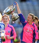 27 September 2015; Katie Hannon, Waterford, celebrates with the Mary Quinn Memorial cup following her side's victory. TG4 Ladies Football All-Ireland Intermediate Championship Final, Kildare v Waterford, Croke Park, Dublin. Picture credit: Ramsey Cardy / SPORTSFILE