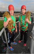 28 September 2015; Dublin's Ciaran Kilkenny and Kilkenny's Richie Power, who are encouraging people to take place in a sponsored Abseil on Saturday 10th of October to raise funds and awareness for Motor Neuron Disease. Croke Park, Dublin. Picture credit: Seb Daly / SPORTSFILE