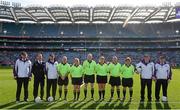 27 September 2015; Referee John Niland and his officials. TG4 Ladies Football All-Ireland Senior Championship Final, Croke Park, Dublin. Picture credit: Ramsey Cardy / SPORTSFILE