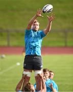 28 September 2015; Munster's Dave Foley wins possession in a lineout during squad training. Munster Rugby Squad Training, University of Limerick, Limerick. Picture credit: Diarmuid Greene / SPORTSFILE
