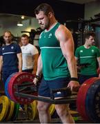 29 September 2015; Ireland's Cian Healy during a gym session at training. Ireland Rugby Squad Training, 2015 Rugby World Cup, Surrey Sports Park, University of Surrey, Guildford, England. Picture credit: Brendan Moran / SPORTSFILE