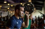 29 September 2015; Ireland's Dave Kearney during a gym session at training. Ireland Rugby Squad Training, 2015 Rugby World Cup, Surrey Sports Park, University of Surrey, Guildford, England. Picture credit: Brendan Moran / SPORTSFILE