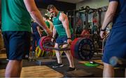 29 September 2015; Ireland's Cian Healy during a gym session at training. Ireland Rugby Squad Training, 2015 Rugby World Cup, Surrey Sports Park, University of Surrey, Guildford, England. Picture credit: Brendan Moran / SPORTSFILE