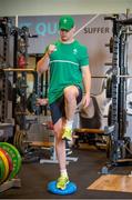 29 September 2015; Ireland's Jonathan Sexton during a gym session at training. Ireland Rugby Squad Training, 2015 Rugby World Cup, Surrey Sports Park, University of Surrey, Guildford, England. Picture credit: Brendan Moran / SPORTSFILE