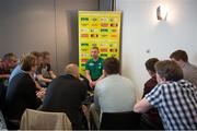 29 September 2015; Ireland's Keith Earls speaks to journalists during a press conference. Ireland Rugby Press Conference, 2015 Rugby World Cup, Radisson Blu Hotel, Guildford, England. Picture credit: Brendan Moran / SPORTSFILE
