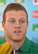 29 September 2015; Ireland's Sean Cronin speaks to the media during a press conference. Ireland Rugby Press Conference, 2015 Rugby World Cup, Radisson Blu Hotel, Guildford, England. Picture credit: Brendan Moran / SPORTSFILE