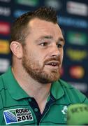 29 September 2015; Ireland's Cian Healy speaks to the media during a press conference. Ireland Rugby Press Conference, 2015 Rugby World Cup, Radisson Blu Hotel, Guildford, England. Picture credit: Brendan Moran / SPORTSFILE