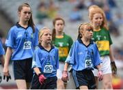 20 September 2015; Shanna Fettes, St Malacahy's PS, Kilcoo, Down, representing Dublin, during the Cumann na mBunscol INTO Respect Exhibition Go Games 2015 at the GAA Football All-Ireland Senior Championship Final between Dublin and Kerry at Croke Park, Dublin. Picture credit: Stephen McCarthy / SPORTSFILE