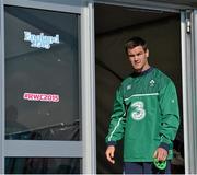 30 September 2015; Ireland's Jonathan Sexton arrives for squad training. 2015 Rugby World Cup, Ireland Rugby Squad Training. Surrey Sports Park, University of Surrey, Guildford, England. Picture credit: Brendan Moran / SPORTSFILE