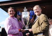 1 May 2009; Davy Russell and trainer Charles Byrnes after winning the Rabobank Champion Hurdle with Solwhit. 2009 Punchestown Irish National Hunt Festival, Punchestown Racecourse, Co. Kildare. Picture credit: Matt Browne / SPORTSFILE