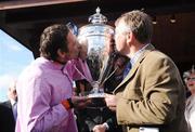 1 May 2009; Davy Russell and trainer Charles Byrnes after winning the Rabobank Champion Hurdle with Solwhit. 2009 Punchestown Irish National Hunt Festival, Punchestown Racecourse, Co. Kildare. Picture credit: Matt Browne / SPORTSFILE