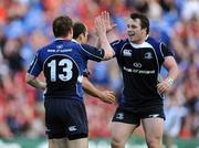 2 May 2009; Brian O'Driscoll, Leinster, is congratulated by team-mate Cian Healy, right, after scoring his side's third try. Heineken Cup Semi-Final, Munster v Leinster, Croke Park, Dublin. Picture credit: Stephen McCarthy / SPORTSFILE