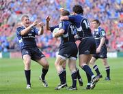 2 May 2009; Gordon D'Arcy, Leinster, celebrates after scoring his side's first try with team-mates Jamie Heaslip, Shane Horgan, 14, and Chris Whitaker. Heineken Cup Semi-Final, Munster v Leinster, Croke Park, Dublin. Picture credit: Matt Browne / SPORTSFILE
