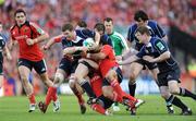 2 May 2009; Gordon D'Arcy, Leinster, is tackled by Munster players, from left, Niall Ronan, Peter Stringer and Lifeimi Mafi. Heineken Cup Semi-Final, Munster v Leinster, Croke Park, Dublin. Picture credit: Stephen McCarthy / SPORTSFILE