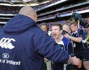 2 May 2009; Leinster's Gordon D'Arcy celebrates with Felipe Contepomi after the game. Heineken Cup Semi-Final, Munster v Leinster, Croke Park, Dublin. Picture credit: Brendan Moran / SPORTSFILE