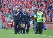 2 May 2009; Felipe Contepomi, Leinster, is helped off the pitch by physiotherapist James Allen, left, and team doctor Professor Arthur Tanner. Heineken Cup Semi-Final, Munster v Leinster, Croke Park, Dublin. Picture credit: Stephen McCarthy / SPORTSFILE