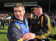 3 May 2009; Tipperary manager Liam Sheedy, left, shakes hands with Kilkenny manager Brian Cody at the end of the game. Allianz GAA NHL Division 1 Final, Kilkenny v Tipperary, Semple Stadium, Thurles, Co. Tipperary. Picture credit: David Maher / SPORTSFILE