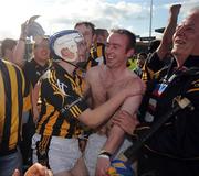 3 May 2009; Kilkenny players TJ Reid, left, and James 'Cha' Fitzpatrick celebrate after the game. Allianz GAA NHL Division 1 Final, Kilkenny v Tipperary, Semple Stadium, Thurles, Co. Tipperary. Picture credit: Diarmuid Greene / SPORTSFILE