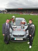 1 May 2009; Pictured at Dalmount Park where Bohemians manager Pat Fenlon was presented with a Ford Mondeo courtesy of Blanchardstown Ford, is Gerrard Finn, Dealer Principal, Blanchardstown Motor Park, left, and Bohemians manager Pat Fenlon. Dalymount Park, Dublin. Picture credit: Brian Lawless / SPORTSFILE