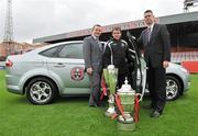 1 May 2009; Pictured at Dalmount Park where Bohemians manager Pat Fenlon was presented with a Ford Mondeo courtesy of Blanchardstown Ford, is Gerrard Finn, Dealer Principal, Blanchardstown Motor Park, left, and Enda O'Connor, Managing Director, Blanchardstown Ford, right, with  Bohemians manager Pat Fenlon. Dalymount Park, Dublin. Picture credit: Brian Lawless / SPORTSFILE