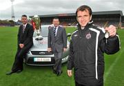 1 May 2009; Pictured at Dalmount Park with Bohemians manager Pat Fenlon after he was presented with a Ford Mondeo courtesy of Blanchardstown Ford, is Enda O'Connor, Managing Director, Blanchardstown Ford, left, and Gerrard Finn, Dealer Principal, Blanchardstown Motor Park, right. Dalymount Park, Dublin. Picture credit: Brian Lawless / SPORTSFILE