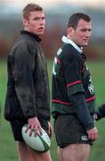 18 December 2000; Gavin Duffy, left, with Eric Elwood during an Ireland Rugby Squad Training session at the ALSAA club in Dublin. Photo by Brendan Moran/Sportsfile