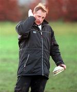 18 December 2000; Ireland backs coach Eddie O'Sullivan makes a few points during an Ireland Rugby Squad Training session at the ALSAA club in Dublin. Photo by Brendan Moran/Sportsfile