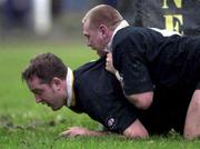 23 December 2000; Mark Blair of Ballymena scores his side's first try supported by team-mate Russell Nelson during the AIB All-Ireland League Division match between Garryowen and Ballymena at Dooradoyle in Limerick. Photo by Brendan Moran/Sportsfile