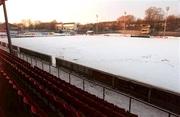 29 December 2000; Snow ladden Richmond Park pictured after the announcment that bad weather had forced the cancellation of Eircom League Premier Division match between St Patrick's Athletic and Bohemians at Richmond Park in Dublin. Photo by David Maher/Sportsfile
