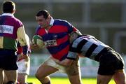31 December 2000; Dave Moore of Clontarf holds off the challenge of David Quinlan of Shannon during the AIB All-Ireland League Division 1 match between Shannon and Clontarf at Thonond Park in Limerick. Photo by Brendan Moran/Sportsfile