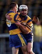 26 November 2000; Brian Kennedy, left, and Wayne Kennedy of Sixmilebridge celebrate following the AIB Munster Club Hurling Championship Final match between Sixmilebridge and Mount Sion at Semple Stadium in Thurles, Tipperary. Photo by Ray Lohan/Sportsfile