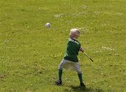 9 June 2013; Limerick supporter Ronan Lydon, age 6, from Castlemahon, Limerick, practices his hurling skills on the green opposite the Mackey Stand ahead of the Munster GAA Hurling Senior Championship Semi-Final match between Limerick and Tipperary at Gaelic Grounds in Limerick. Photo by Ray McManus/Sportsfile