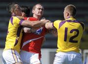 9 June 2013; A scuffle in the first half involving Paddy Keenan and Lee Chin of Louth, left, and Aindreas Doyle of Wexford during the Leinster GAA Football Senior Championship Quarter-Final match between Louth and Wexford at the County Grounds in Drogheda, Louth. Photo by Dáire Brennan/Sportsfile
