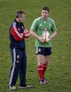 10 June 2013; Brian O'Driscoll of British & Irish Lions in conversation with assistant coach Rob Howley during the captain's run ahead of their game against Combined Country on Tuesday at the Number 2 Sports Ground in Newcastle, NSW, Australia. Photo by Stephen McCarthy/Sportsfile