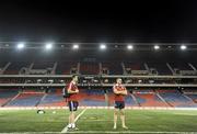 10 June 2013; Jamie Heaslip of British & Irish Lions, right, with assistant coach Andy Farrell during a stadium visit ahead of their game against Combined Country on Tuesday at Hunter Stadium in Newcastle, NSW, Australia. Photo by Stephen McCarthy/Sportsfile