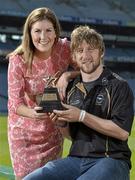 10 June 2013; Laois hurler Cahir Healy is presented with his GAA / GPA Player of the Month Award, sponsored by Opel, for May, by Laura Condron, Senior Brand and PR Manager Opel Ireland at Croke Park in Dublin. Photo by Barry Cregg/Sportsfile