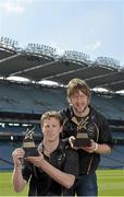 10 June 2013; London footballer Mark Gottsche, left, and Laois hurler Cahir Healy who were presented with their GAA / GPA Player of the Month Award, sponsored by Opel, for May at Croke Park in Dublin. Photo by Barry Cregg/Sportsfile