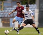 10 June 2013; Richie Towell of Dundalk in action against Declan O'Brien of Drogheda United during the Airtricity League Premier Division match between Drogheda United and Dundalk at Hunky Dorys Park in Drogheda, Louth. Photo by Sportsfile