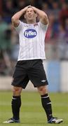 10 June 2013; Richie Towell of Dundalk reacts after a missed chance on goal during the Airtricity League Premier Division match between Drogheda United and Dundalk at Hunky Dorys Park in Drogheda, Louth. Photo by Sportsfile