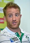 30 September 2015; Ireland's Luke Fitzgerald speaks to the media during a press conference. 2015 Rugby World Cup, Ireland Rugby Press Conference. Radisson Blu Hotel, Guildford, England. Picture credit: Brendan Moran / SPORTSFILE