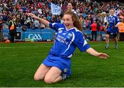 13 September 2015; Waterford's Molly Curran celebrates after the game. All Ireland Intermediate Camogie Championship Final, Kildare v Waterford. Croke Park, Dublin. Picture credit: Piaras Ó Mídheach / SPORTSFILE