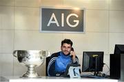 1 October 2015; Dublin players, including Bernard Brogan, pictured, were at AIG Insurance’s offices in Dublin today for a reception to mark their GAA Football All-Ireland Championship success. AIG, North Wall Quay, Dublin. Picture credit: Stephen McCarthy / SPORTSFILE
