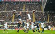 3 October 2015; Richie Gray, Scotland, wins possession in a line-out. 2015 Rugby World Cup, Pool B, South Africa v Scotland, St James' Park, Newcastle, England. Picture credit: Ramsey Cardy / SPORTSFILE