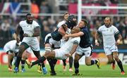 3 October 2015; JP Pietersen, South Africa, is tackled by Blair Cowan, left, and Duncan Weir, Scotland. 2015 Rugby World Cup, Pool B, South Africa v Scotland, St James' Park, Newcastle, England. Picture credit: Ramsey Cardy / SPORTSFILE