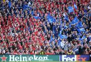 2 May 2009; Leinster fans cheer on their side as Munster fans sit quietly. Heineken Cup Semi-Final, Munster v Leinster, Croke Park, Dublin. Picture credit: Brendan Moran / SPORTSFILE