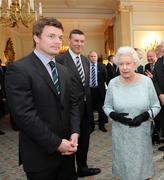7 May 2009; Her Majesty the Queen with 2009 team captain Brian O'Driscoll and Philip Browne, Chief Executive of the IRFU, during a Civic Reception for the Ireland rugby squad. Hillsborough Castle, Hillsborough, Co. Down. Picture credit: Oliver McVeigh / SPORTSFILE