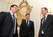 7 May 2009; Irish players Denis Leamy, left, Ronan O'Gara and Stephen Ferris, during a Civic Reception for the Ireland rugby squad. Hillsborough Castle, Hillsborough, Co. Down. Picture credit: Oliver McVeigh / SPORTSFILE