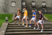 6 May 2009; At the launch of the GAA Hurling All-Ireland Senior Championships, held at Kilkenny Castle as an acknowledgement of the city's 400th birthday celebrations, were representatves of the four provincial champions, from left, James 'Cha' Fitzpatrick, Kilkenny, Neil McManus, Antrim, Willie Ryan, Tipperary, and Ollie Canning, Galway. Kilkenny Castle, Kilkenny. Picture credit: Ray McManus / SPORTSFILE