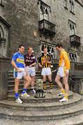 6 May 2009; At the launch of the GAA Hurling All-Ireland Senior Championships, held at Kilkenny Castle as an acknowledgement of the city's 400th birthday celebrations, were representatves of the four provincial champions, from left, Willie Ryan, Tipperary, Ollie Canning, Galway, James 'Cha' Fitzpatrick, Kilkenny and Neil McManus, Antrim. Kilkenny Castle, Kilkenny. Picture credit: Ray McManus / SPORTSFILE
